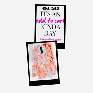 TOMMY HILFIGER ~ Orange and White Skirt w/Side Zipper Pockets and Belted Strap